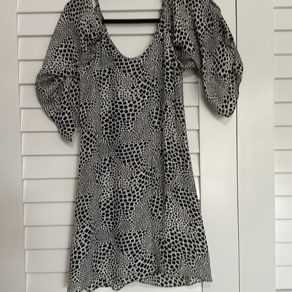 2 Three 4 Silk Cold Shoulder Mini Dress - Picture 7 of 10